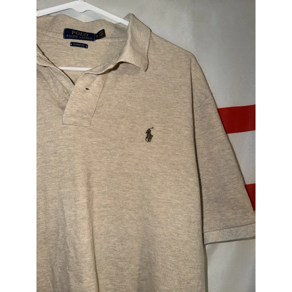 Polo Ralph Lauren Shirt Mens XL Beige Cotton Classic Fit